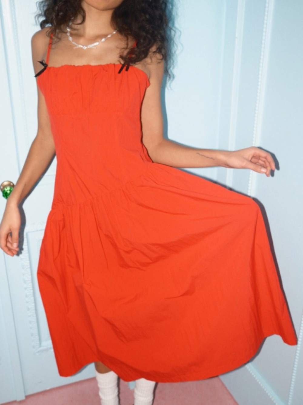 NWT Lisa Says Gah Meg Dress in Candy Red | Size XL | Spaghetti Strap Midi - Picture 2 of 7